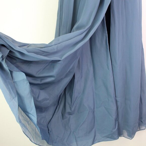 Vera Wang‎ White V-Neck Mesh Back Bridesmaid Dress in Steel Blue Size 4 - Picture 4 of 13